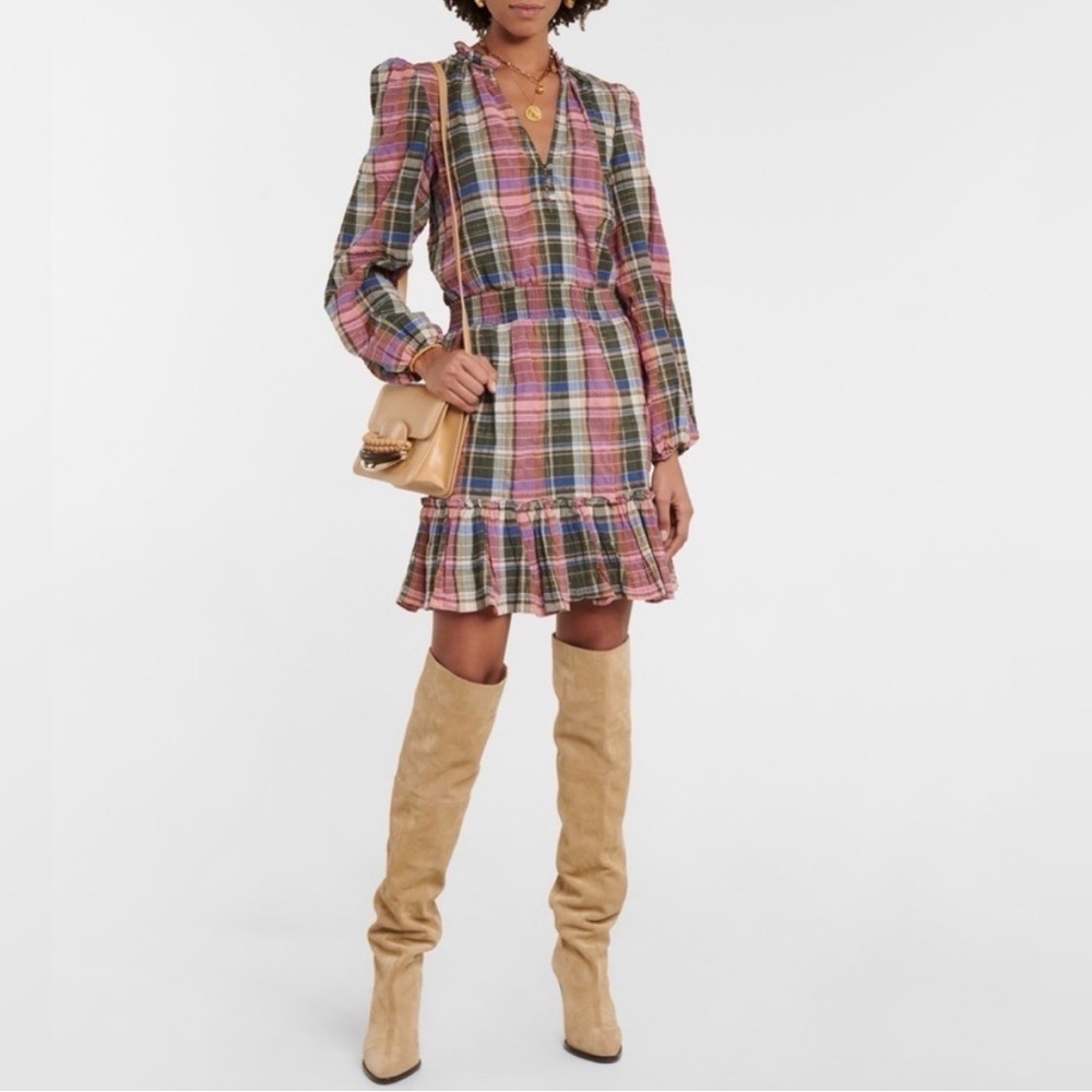Veronica Beard Plaid Long Sleeve Ruffle Hem Dress – NWT – Size 6